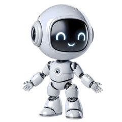 White cute robot in happy and cheerful posture