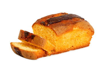 sliced home made cake isolated