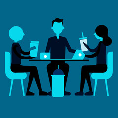 Business meeting in office silhouette art illustration