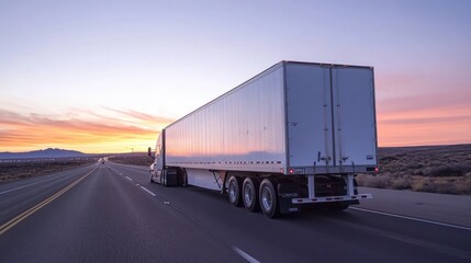 Semi-truck highway sunset transport logistics