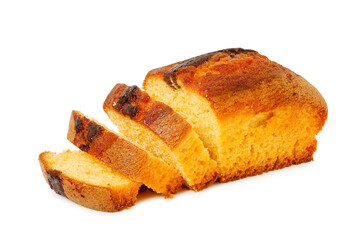 sliced home made cake isolated