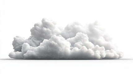 Single white cloud, isolated on white or transparent PNG. --