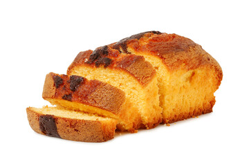 sliced home made cake isolated