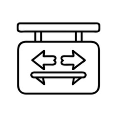 Directional signage with left and right arrows for navigation and wayfinding use