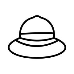 Outline pith helmet sun hat illustration for safari adventure travel and fashion