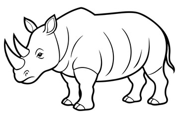 Minimalist Rhinoceros Line Art on White Background