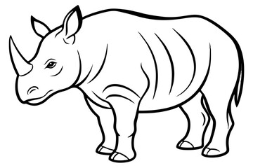 Minimalist Rhinoceros Line Art on White Background