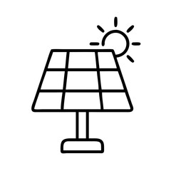 Solar panel energy illustration, renewable energy source with sun icon vector art