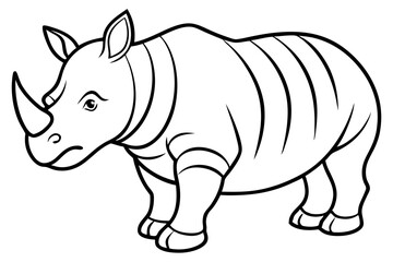 Minimalist Rhinoceros Line Art on White Background