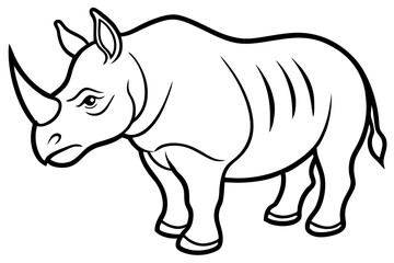 Minimalist Rhinoceros Line Art on White Background