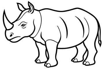 Minimalist Rhinoceros Line Art on White Background