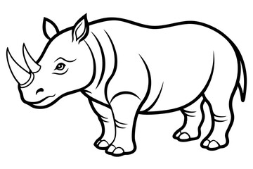 Minimalist Rhinoceros Line Art on White Background