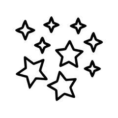 Starry night sky vector illustration with stars outline for graphic design use