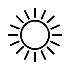 Obraz premium Sun outline vector drawing summer sunshine heat light sunny day weather icon symbol