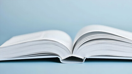 Open Book With Light Gray Pages On Light Blue Background