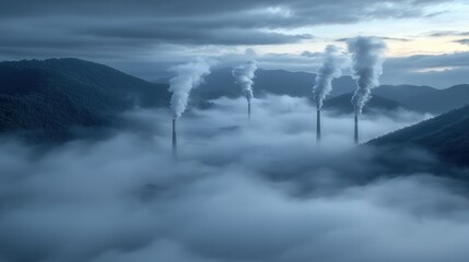 Mountain valley power plant smoke pollution