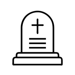 Fototapeta premium Outline tombstone gravestone with cross memorial death rip cemetery headstone icon