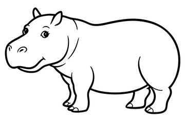 Minimalist Hippopotamus Line Art Vector on White Background