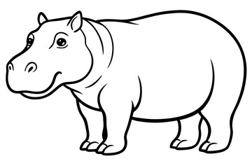 Minimalist Hippopotamus Line Art Vector on White Background