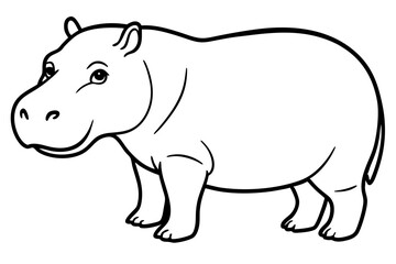 Minimalist Hippopotamus Line Art Vector on White Background
