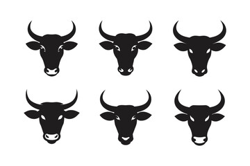 cow head with horns vector art silhouette