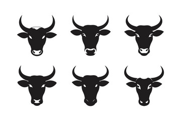 cow head with horns vector art silhouette