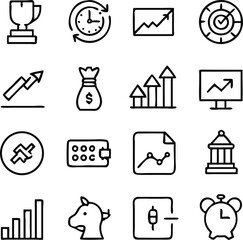 Strategy Icon Pack Vector | Planning, Tactics & Business Goal Line Icons