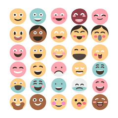 Emoji faces simple icons thin line symbols vector image