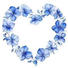 Obraz premium Blue floral heart made from watercolor petals