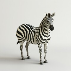 Fototapeta premium Plains Zebra Studio Shot, African Wildlife, 3D Render, White Background, Animal Print