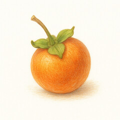 Persimmon Fruit Colored Pencil Drawing
