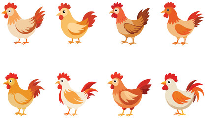 set of Hen isolated on white
