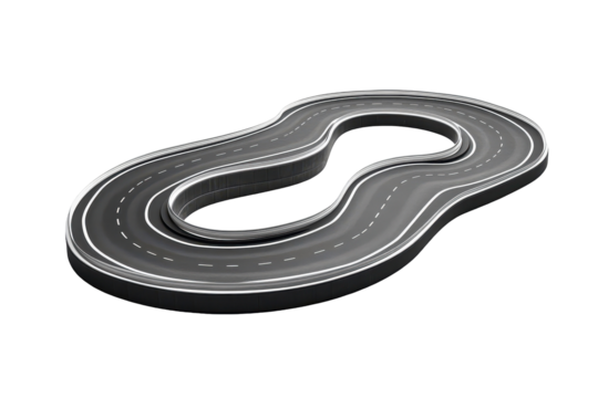 Elevated highway loop design abstract road curve architecture isolated on transparent background