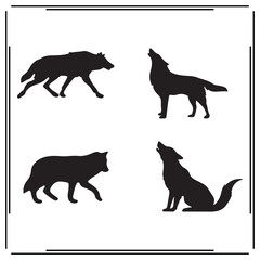 Wolf silhouette, Wolf illustration , Wolf clipart, Wolf  vector , Wolf icon , black Wolf , Wolf illustration on white background,