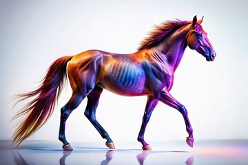 Elegant Horse Silhouette Isolated on White Background - Fashion Photography Stock Image