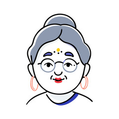 Obraz premium Elderly Indian woman with bindi avatar