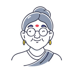 Obraz premium Elderly Indian woman smiling in sari