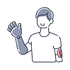 Man with prosthetic hand