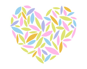 Obraz premium A heart full of leaves. Heart shape in the form of leaves. Vector