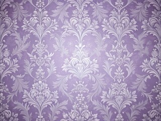 Elegant Lavender Damask Floral Background with Intricate Curved Lines and Delicate Leaf Patterns