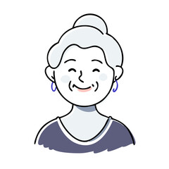 Fototapeta premium Happy elderly woman with bun hairstyle