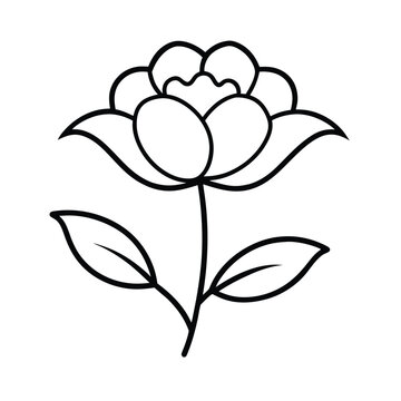 black outline flower on white background clip art preview