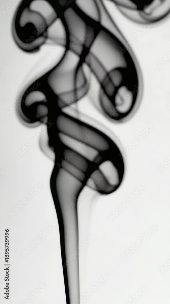 Poster an abstract scene where dynamic black incense smoke
