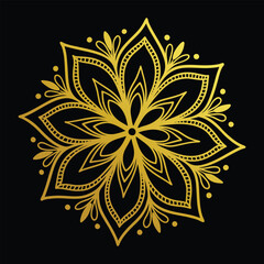  Hand drawn mandala round ornament, Pattern in the form of a mandala. Henna tattoo mandala. Mehndi style. Decorative pattern in oriental style. Coloring book page