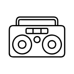 Vintage boombox vector illustration, retro stereo outline graphic, music player icon