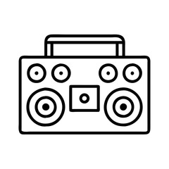 Retro boombox portable stereo system vintage music player outline vector drawing
