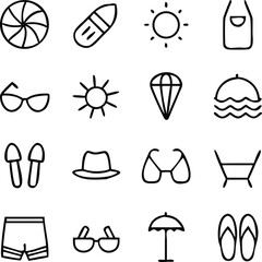 Summer Icons Vector Art | Beach, Vacation & Sunshine Line Icon Pack