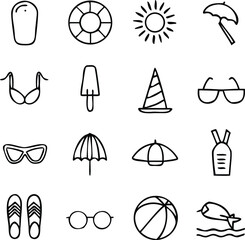Summer Icons Vector Art | Beach, Vacation & Sunshine Line Icon Pack