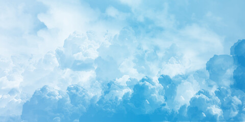 sunny sky blue light watercolor background. Aquarelle painting brush effect card paper textured canvas cloudy smoke space for text, entertaining card, template. Aquamarine color graphics illustration