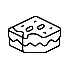Delicious chocolate brownie dessert illustration with frosting and sprinkles icon art